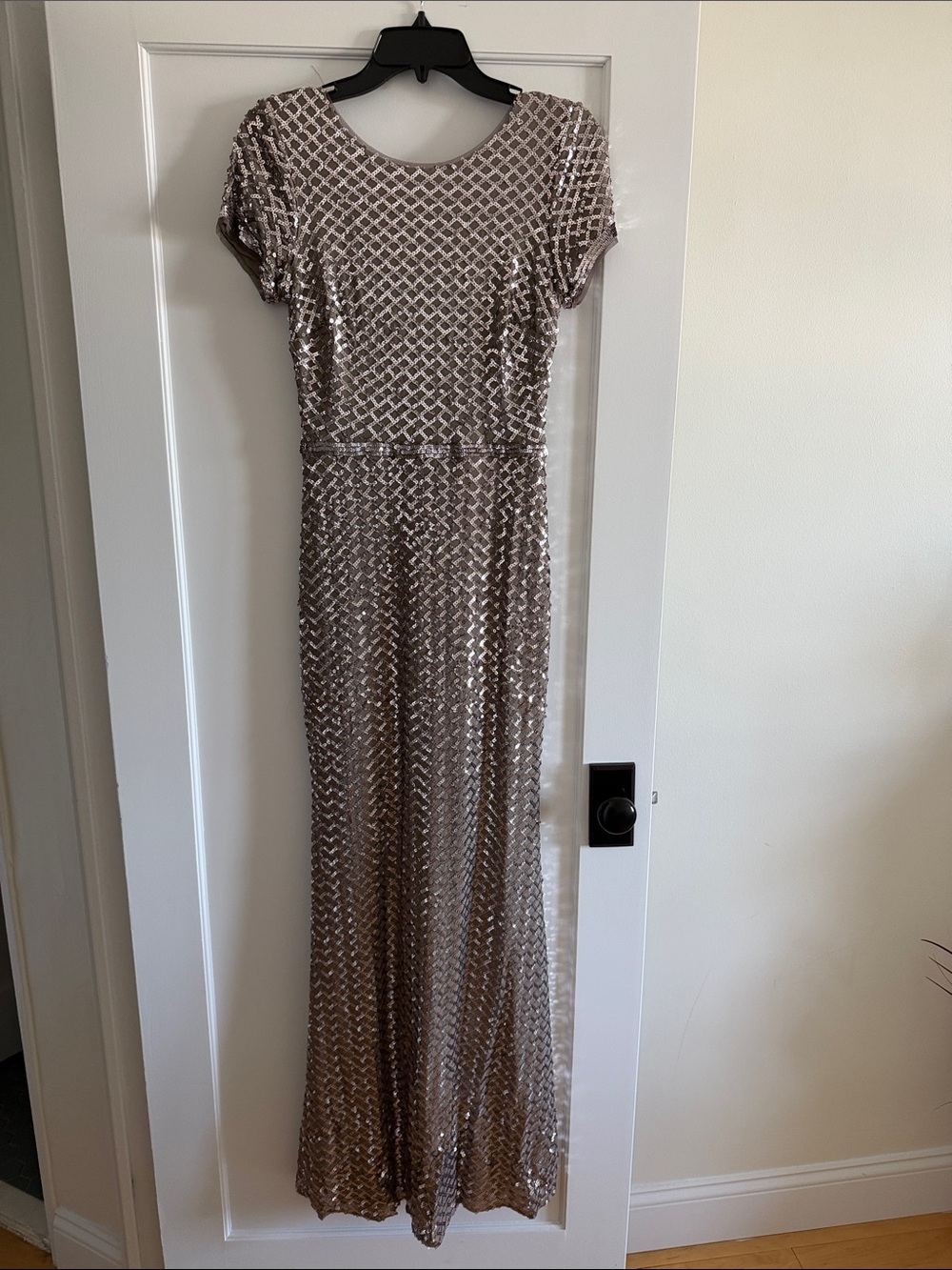 Aqua Grey/Silver Sequin Maxi Dress